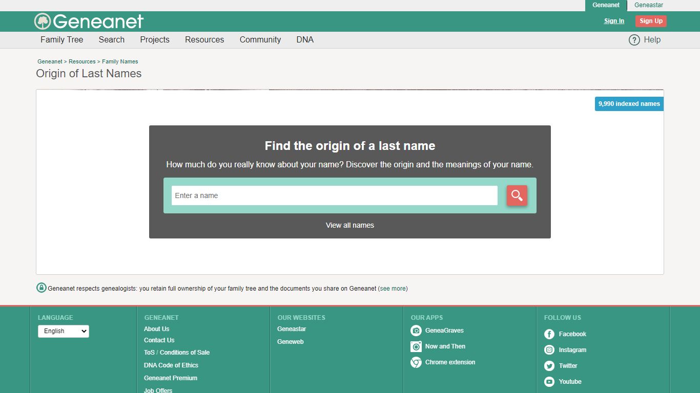 Origin of Last Names - Geneanet